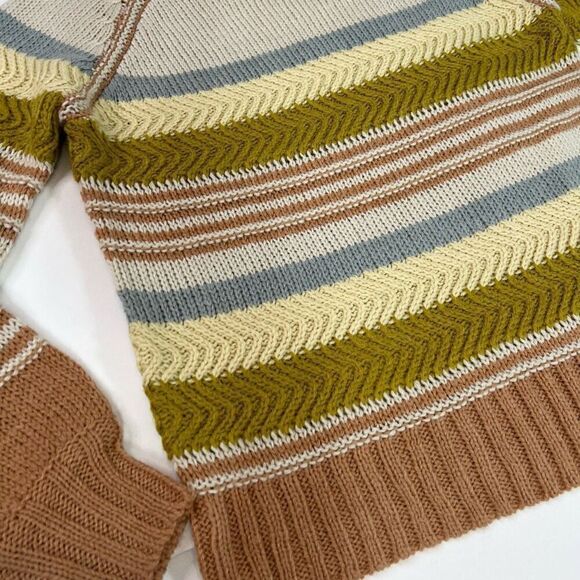 Vici Sweater Womens M Multi-Color Striped Wool Ribbed Knit Pullover Crewneck - Picture 4 of 9